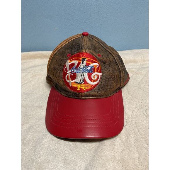 Vtg 1994 Jeff Hamilton World Cup Coca Cola Leather BG Tv Hat Soccer Made In USA - Picture 1 of 11